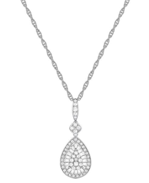 Macy's diamond Round & Baguette Teardrop Cluster 18" Pendant Necklace (1/2 ct. t.w.)