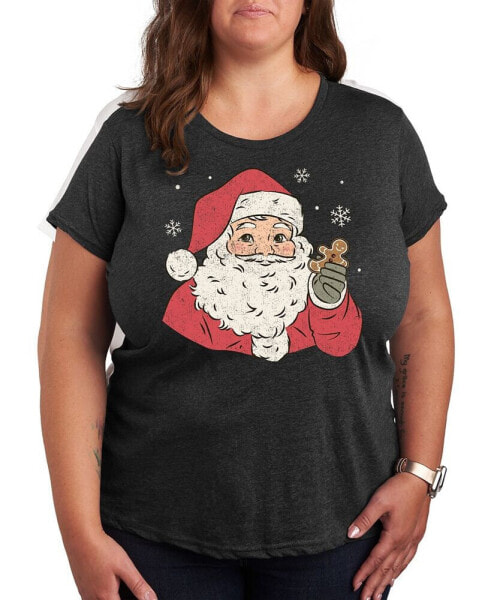 Plus Size Santa Cookie Graphic T-shirt