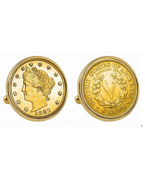 Запонки American Coin Treasures позолоченные монеты Либерти 1883 года первого выпуска