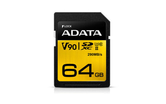 ADATA Premier ONE - 64 GB - SDXC - Class 10 - UHS-II - 290 MB/s - 260 MB/s