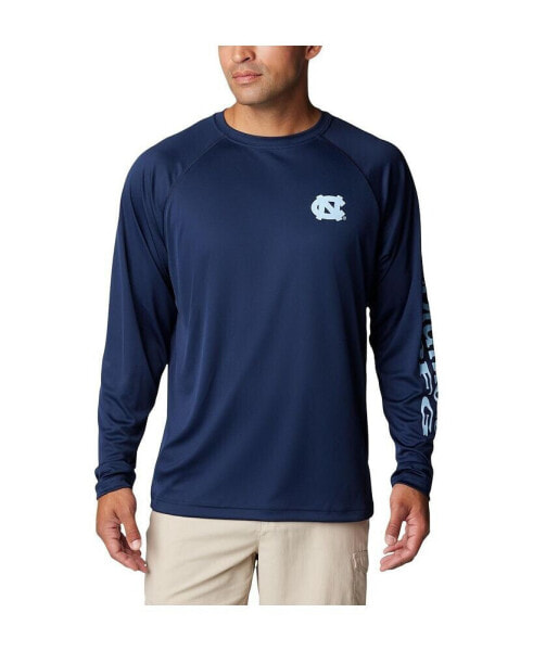 Men's Navy North Carolina Tar Heels Big and Tall Terminal Tackle Omni-Shade Raglan Long Sleeve T-shirt