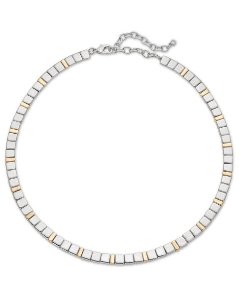 Two-Tone Square Beaded Collar Necklace, 16" + 3" extender, Created for Macy's