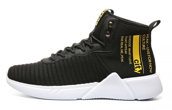 Спортивные кроссовки Пик Печать высокие черно-желтые DE010451