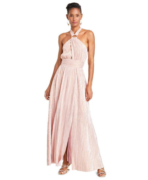 Women's Angel Plissé Halter-Neck Evening Gown