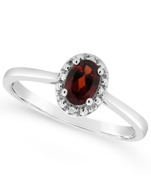 Diamond Accent and Garnet (1/2 ct. t.w.) Ring in Sterling Silver (Also Available in Other Gemstones)