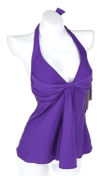 Gottex Contour Royal Womens Swimwear Purple Neck Tie Tankini Top Size 8