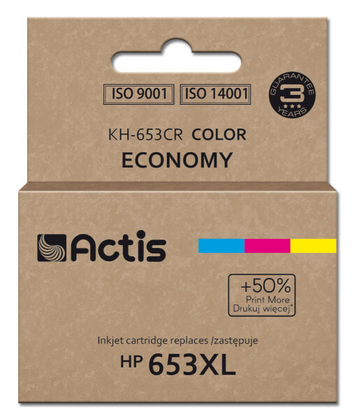 Actis KH-653CR printer ink - replacement HP 653XL 3YM74AE; Premium; 18ml; 300 pages; colour - Cyan - Magenta - Yellow - HP - HP DeskJet Plus Ink Advantage: 6000 - 6075 - 6475. - 300 pages - High (XL) Yield - 18 ml