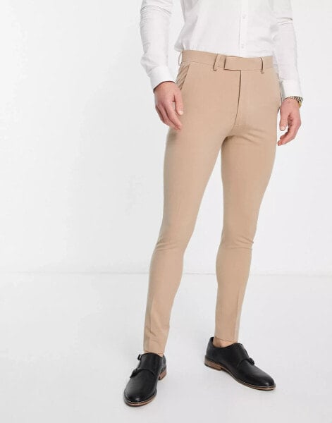 ASOS DESIGN super skinny mix and match suit trousers in beige