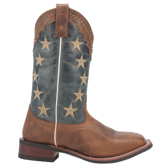 Laredo Early Star Patriotic Square Toe Cowboy Womens Brown Casual Boots 5897