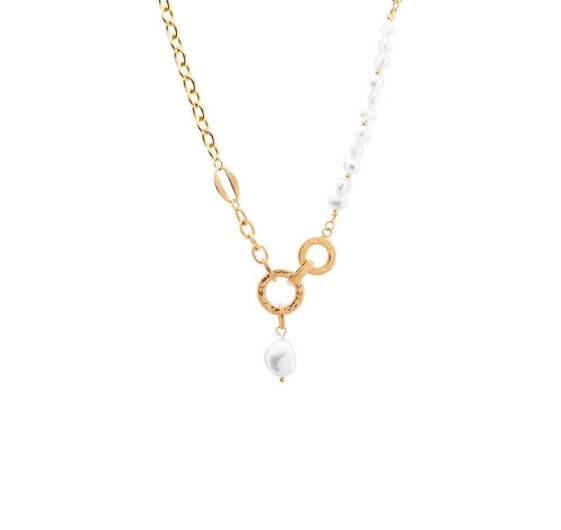 Charming steel necklace with pearls VBS006S-PET