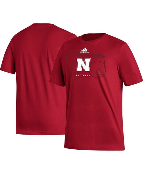 Men's Scarlet Nebraska Huskers Locker Lines Softball Fresh T-shirt