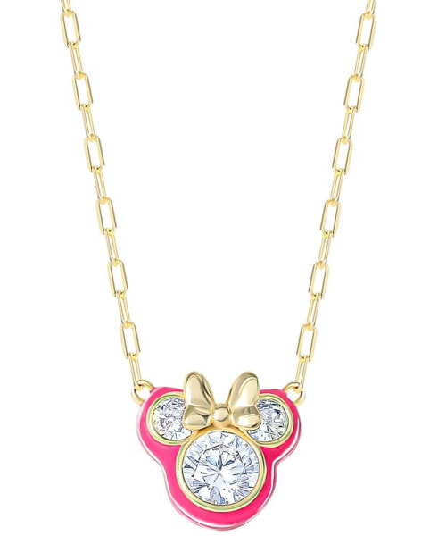 Disney cubic Zirconia & Pink Enamel Minnie Mouse 18" Pendant Necklace in 18k Gold-Plated Sterling Silver