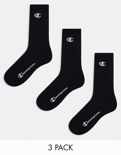 Champion 3 pack crew socks in black