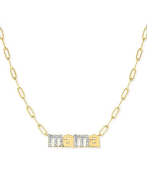 Diamond Mama 18" Pendant Necklace (1/10 ct. t.w.) in 14k Gold-Plated Sterling Silver
