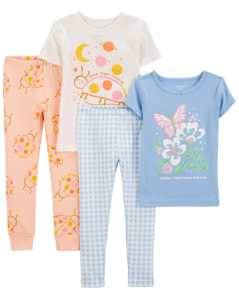 Baby 4-Piece 100% Snug Fit Cotton Pajamas 6M