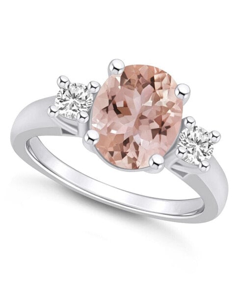 Кольцо Macy's Morganite and Diamond  14K White Gold.