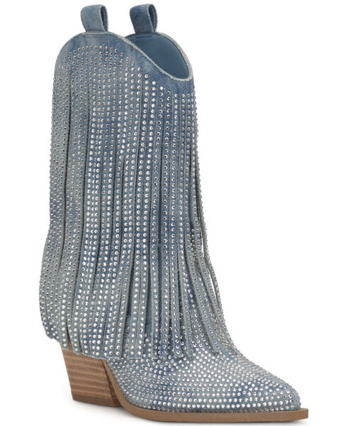 Paredisa Rhinestone Fringe Cowboy Booties