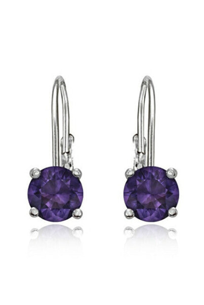 Gentle silver earrings with purple zircons SVLE0620XH2F100