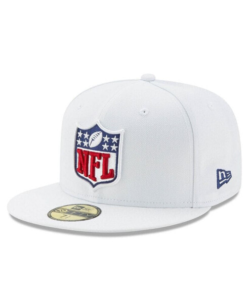 Men's White NFL Shield Logo 59FIFTY Fitted Hat
