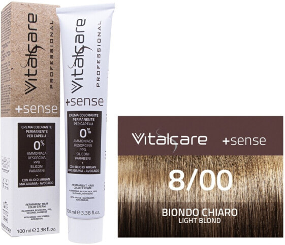 Haarfärbemittel ohne Ammoniak - VitalCare Crema Colorante +Sense 8/00 - Light Blond