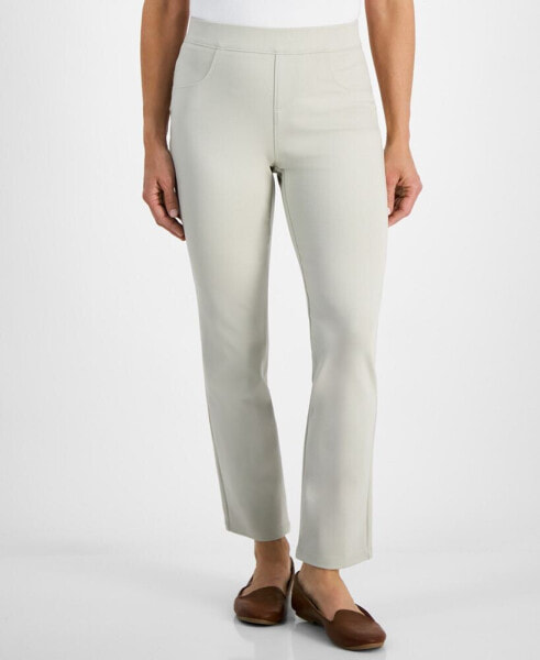 Petite Mid Rise Pull On Straight Leg Ponte Pants, Created for Macy's