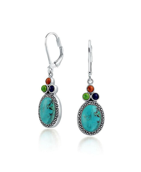 Серьги Bling Jewelry Turquoise Oval Lapis Coral