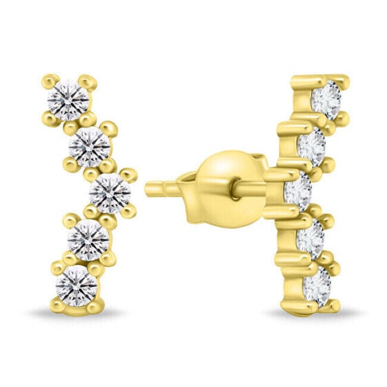 Charming gold-plated earrings with clear zircons EA864Y