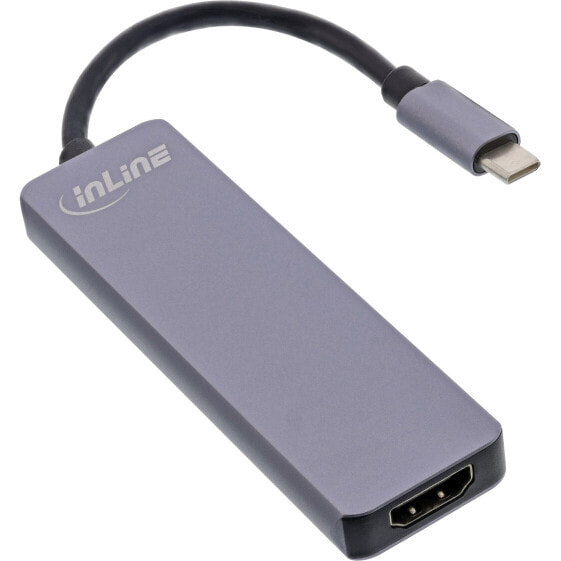 InLine Multi-hub USB 3.2 Gen.1 - 2x USB-A - HDMI 4K/30Hz - card reader - alu - grey