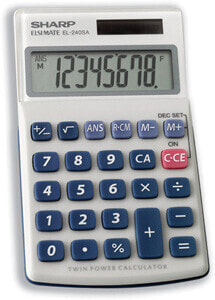 Sharp EL-240SA - Pocket - Basic - 8 digits - 1 lines - Battery/Solar - Blue - Gray