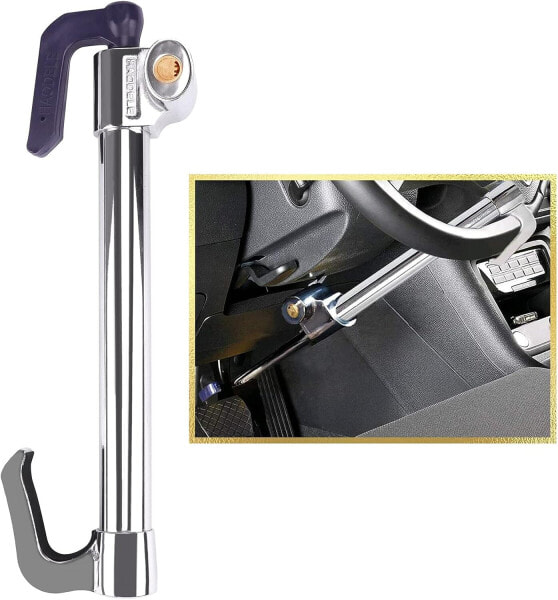 Car Steering Wheel Lock Brake Pedal Clutch Lock Retractable Hook Universal Anti-Theft Security for Van Car SUV Truck Heavy Car Safety with 3 Keys