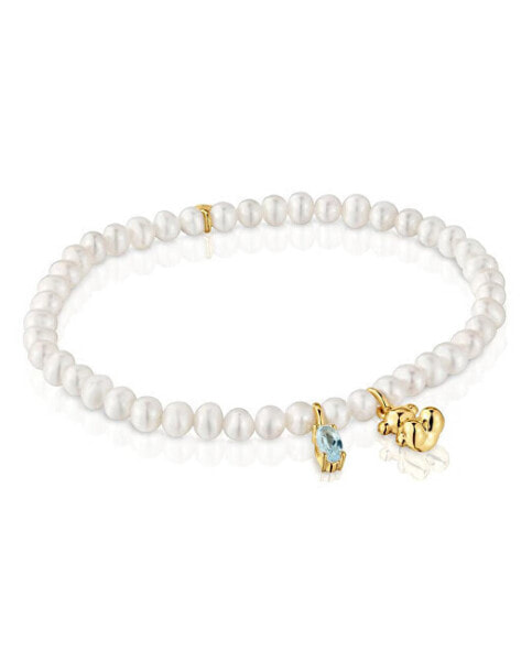 Bracelet made of real pearls with a gold-plated teddy bear 1004025000