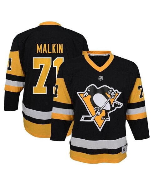 Футболка для малышей OuterStuff Evgeni Malkin Pittsburgh Penguins черная В домашнем стиле