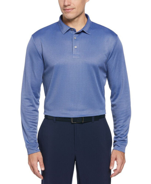 Men's Mini Jacquard Long Sleeve Golf Polo Shirt