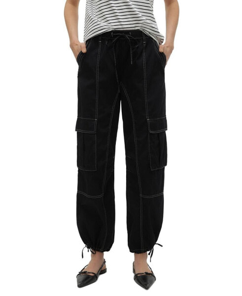 Women's Kim Cotton Drawstring-Waist Cargo Pants