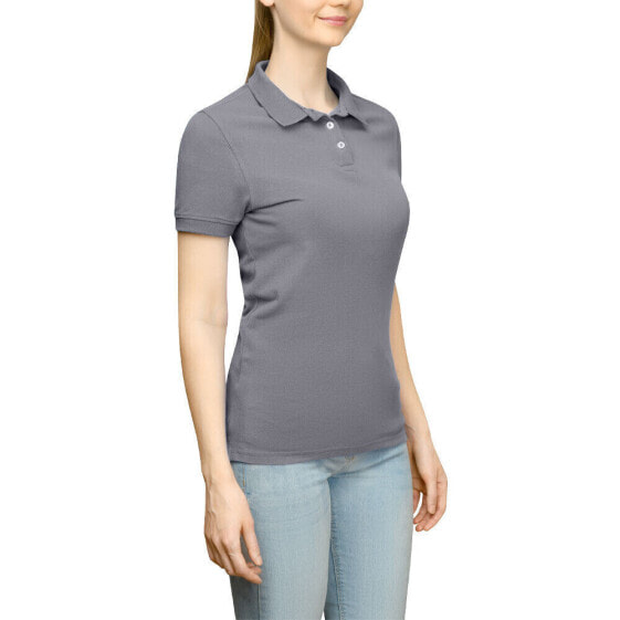 Page & Tuttle Solid Jersey Short Sleeve Polo Shirt Womens Grey Casual P39919-CHC