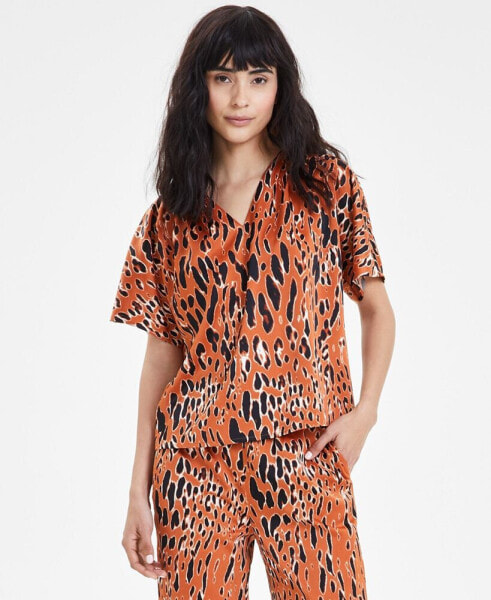 Women's Animal-Print Short-Sleeve Top, Created for Macy's