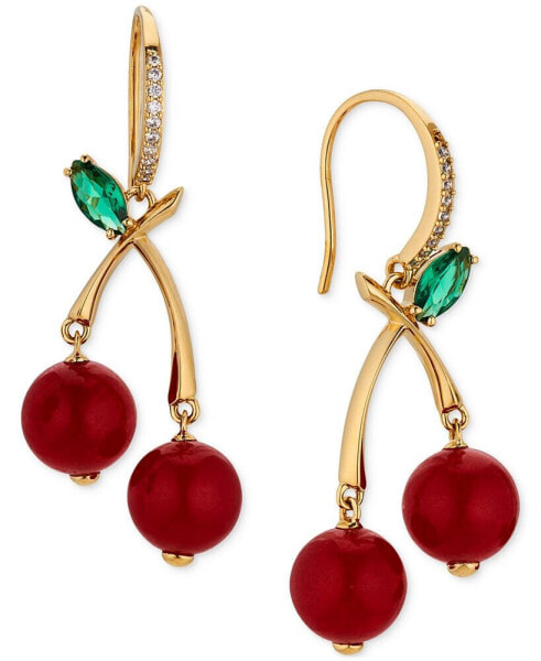 by Nadri 18k Gold-Plated Cubic Zirconia & Nano Stone Bead Cherry Drop Earrings