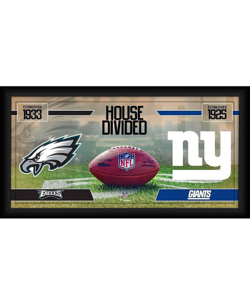 Philadelphia Eagles vs. New York Giants Framed 10" x 20" House Divided Football Collage