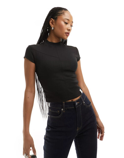 Calvin Klein Jeans seaming rib slim t-shirt in black