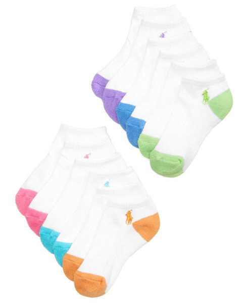 6-Pack Flat Knit Low-Cut Socks, Little Girls & Big Girls