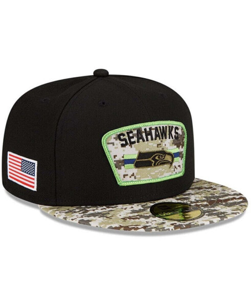 Men's Black-Camouflage Seattle Seahawks 2021 Salute To Service 59FIFTY Fitted Hat