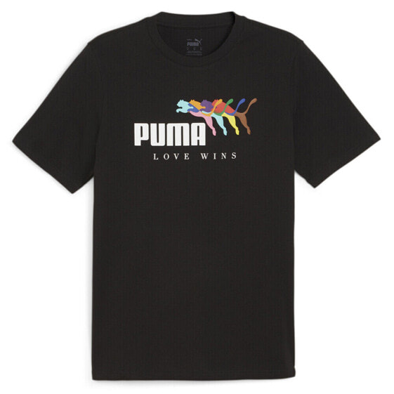 Puma Essential Love Wins Graphic Crew Neck Short Sleeve T-Shirt Mens Black Casua