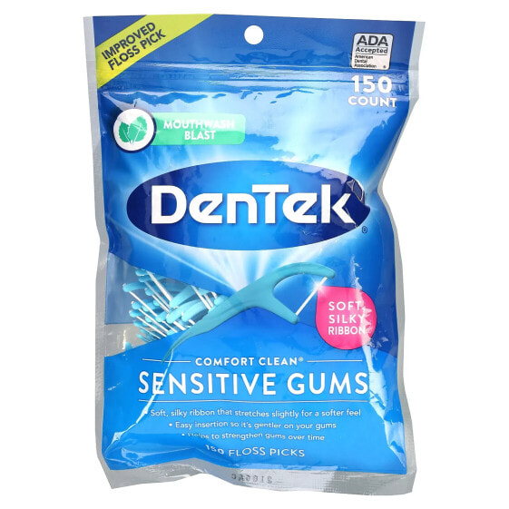 Comfort Clean, Sensitive Gums Floss Picks, Mouthwash Blast, 150 Floss Picks
