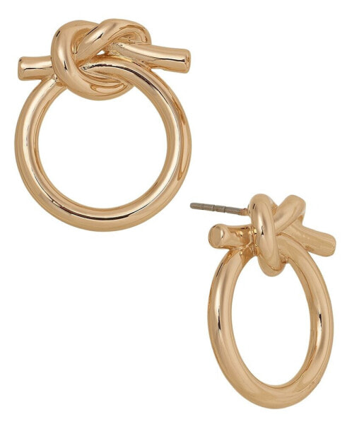 Gold-Tone Knotted Front-Facing Hoop Earrings, Created for Macy's