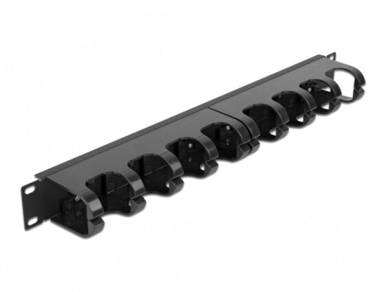 Delock 66849 - Cable management panel - Black - Metal - Plastic - 1U - 48.3 cm (19") - 44 mm