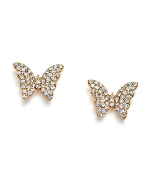 Faux Stone Pave Butterfly Stud Earrings