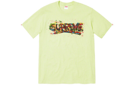 Supreme SS20 Week 1 Paint Logo Tee 喷漆Logo短袖T恤 男女同款 薄荷绿 送礼推荐 / Футболка Supreme SS20 Week 1 Paint Logo Tee LogoT SUP-SS20-275