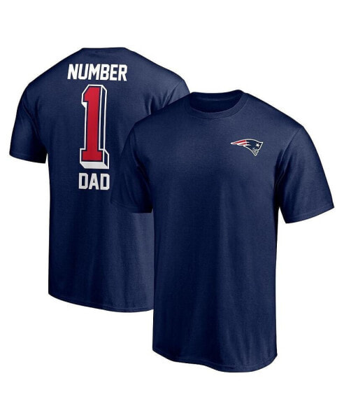 Men's Navy New England Patriots #1 Dad Logo T-shirt