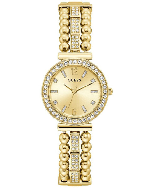 Women's Crystal Beaded Gold-Tone Stainless Steel Bracelet Watch 30mm