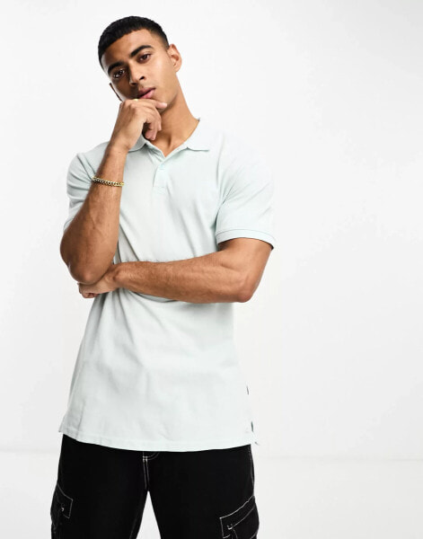 Only & Sons acid wash polo in light blue